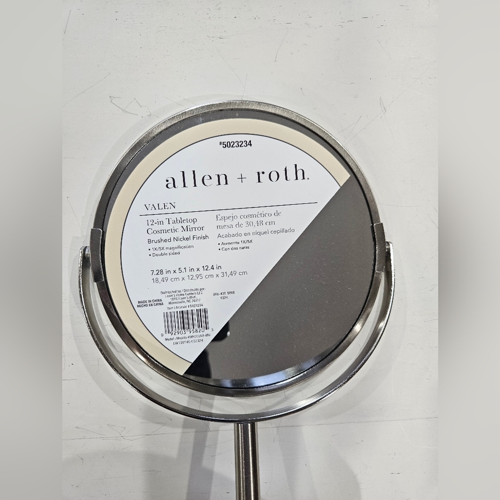 ALLEN + ROTH Brushed Stainless Steel Double Sided Mirror. 5x Magnifying - NWT - Picture 4 of 7
